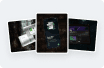 Three overlapping interface explorations in the original Figma collage
