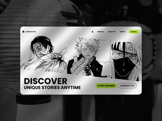 Monogatari manga landing page: Discover unique stories anytime